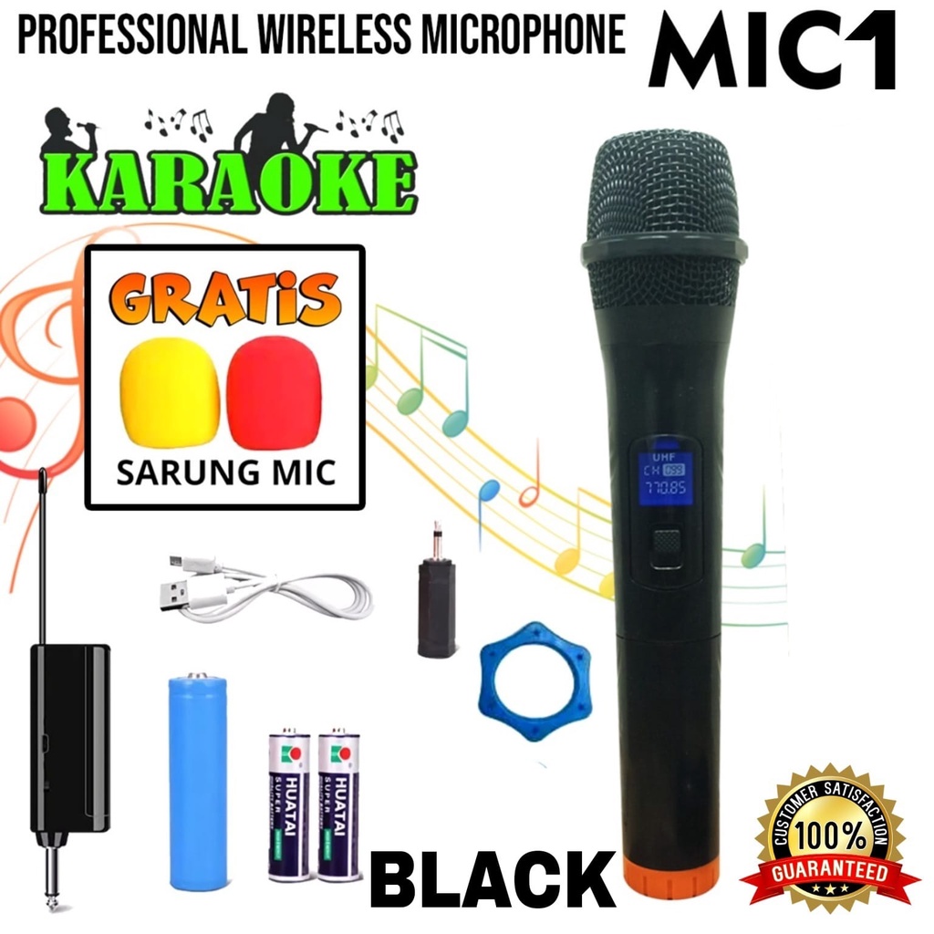 ERRLY Mic 01 Wireless Single Profesional Microphone MIC 1 Tanpa Kabel ISI 1 pics Mikrofon Murah Premium Quality