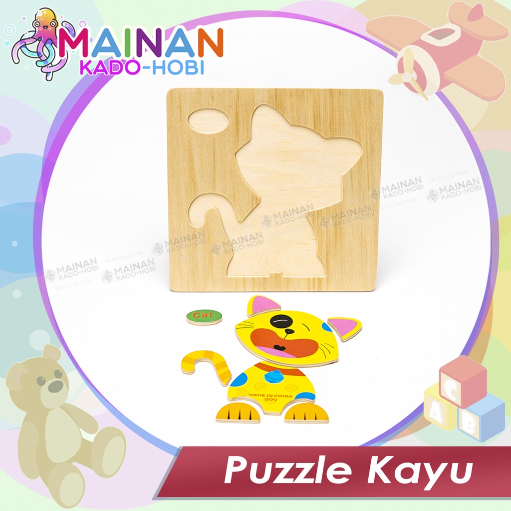 PUZZLE TOYS MAINAN ANAK EDUKASI KARAKTER HEWAN CAT KUCING