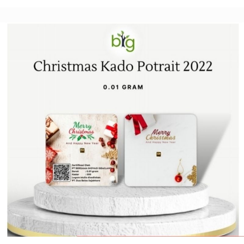 Kado / Souvenir Emas BIG tema Natal Merry Christmas 0.01 gram