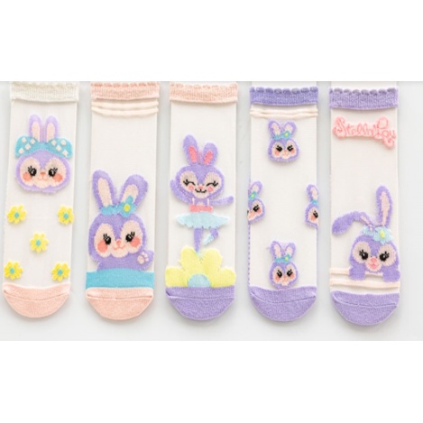 MOGYMOGY KS32 Kaos Kaki Pendek Wanita Stella Lou Socks Motif Kelinci Ungu