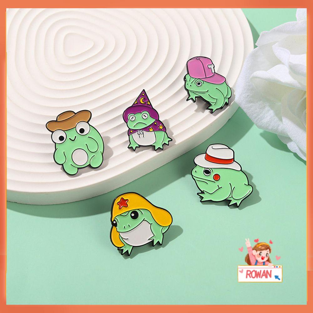 R-bunga Kodok Bros Perhiasan Hadiah Ransel Logam Anime Froggy Badge
