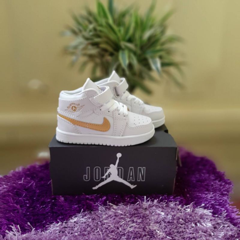 Sepatu Anak Laki Laki Perempuan High White List Gold Kids