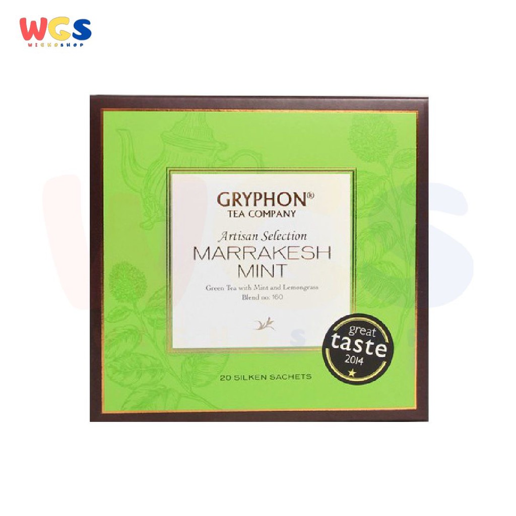 Gryphon Tea Bag Marrakesh Mint Green Tea With Mint &amp; Lemongrass Blend 1 Silken Sachet