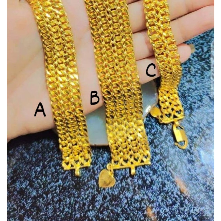 Gelang jalin baris 2 3 4, LAPIS EMAS MURNI 24k, harga 1pcs