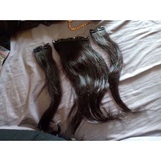 hair clip 3 layer lurus/ curly keriting, rambut sintetik extension