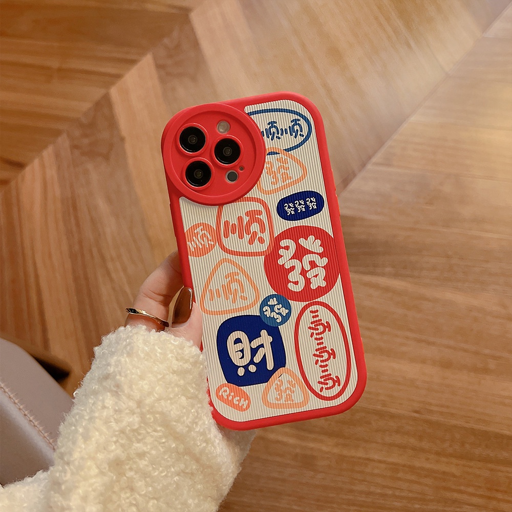 2023tahun Baru Cina Kaya Semoga Beruntung Kartun Silikon Case Untuk Iphone 14x11 12 Mini 13 PRO MAX Casing Cover Pelindung
