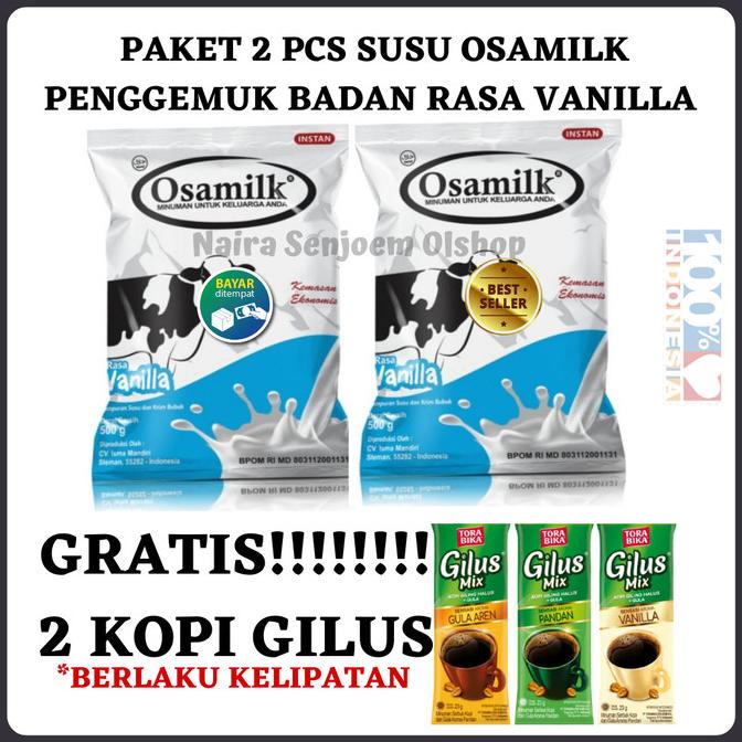 

[BISA COD] Paket 2 Susu Osamilk|Susu Penggemuk Badan Rasa Vanila BPOM 500gr