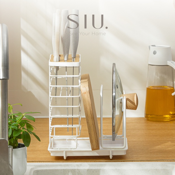 Luma Knives and Chopping Board Rack - Rak Pisau Telenan Nampan Dapur - Putih