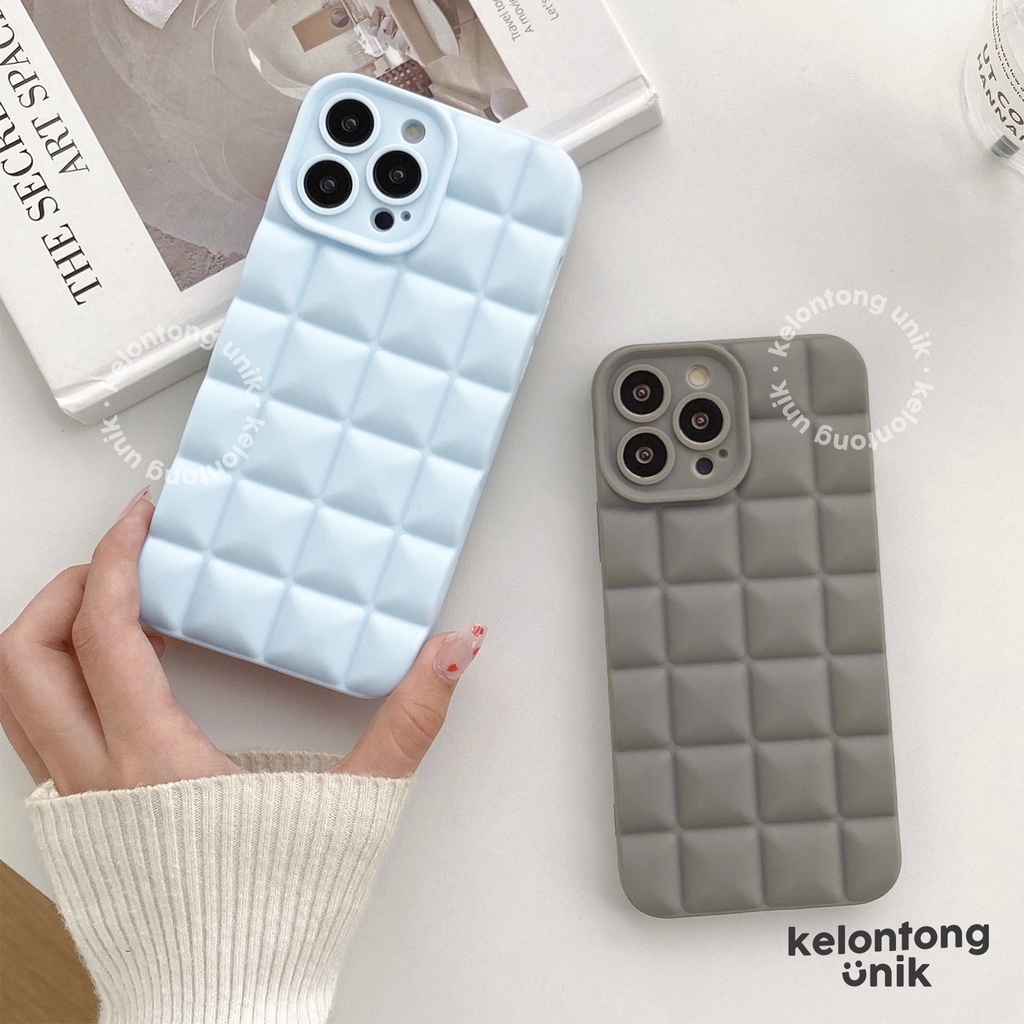 (Seri 3) For iPhone - Waffle Silicone Case/ Puffy Grid Case