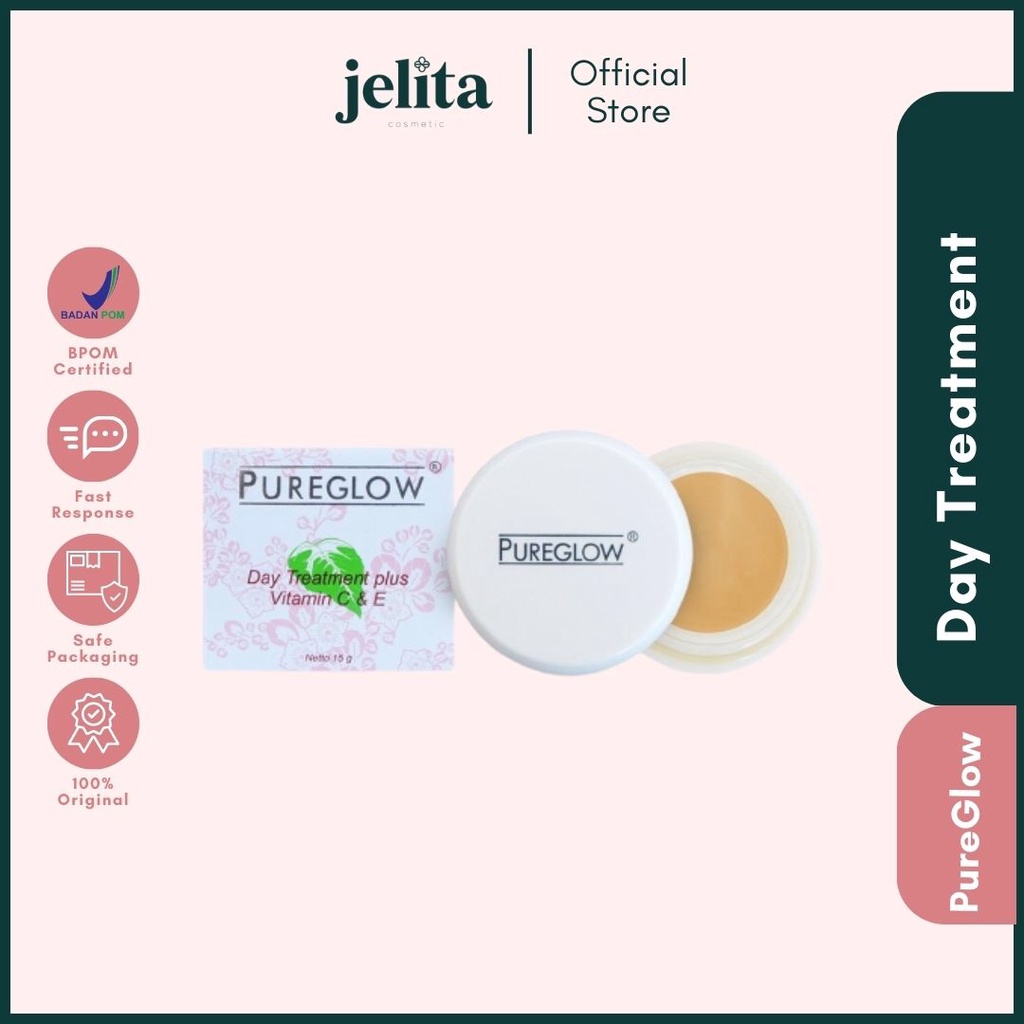 Pureglow Day Treatment Plus Vitamin C &amp; E 15 g / krim pencerah / foundation / krim siang (KEMASAN BARU)