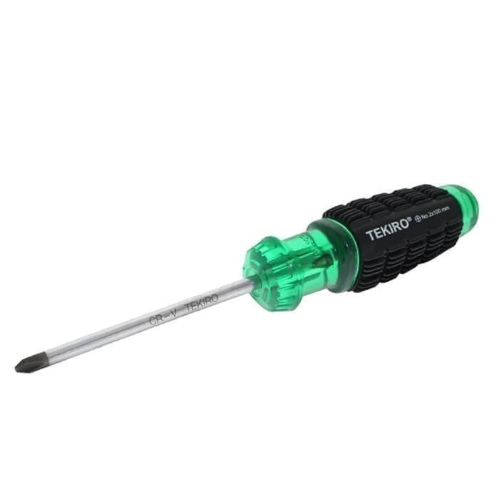 Obeng Plus Tekiro 4 Inch 4&quot; Gagang Karet Ph2x100mm Screwdriver Kembang