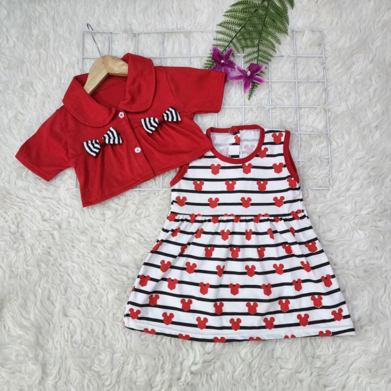 baju bayi perempuan dress + rompi jsb8