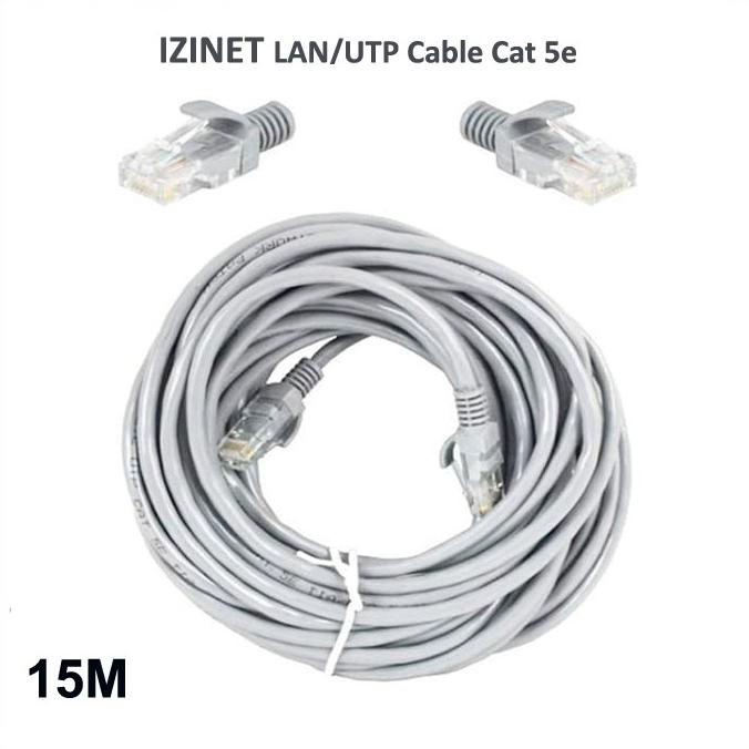 PRODUK- KABEL LAN UTP 15M IZINET CAT 5E .