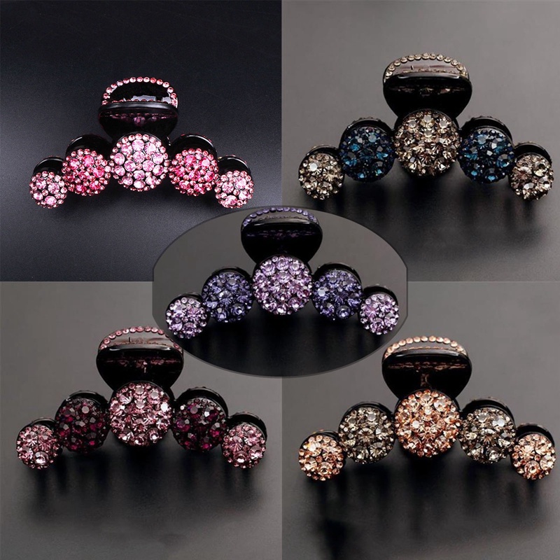 Berlian Imitasi Mengkilap Klip Rambut Wanita Fashion Berlian Imitasi Hiasan Kepala Kepiting Jepit Rambut Gadis Jepit Ponytail Holder Aksesoris Rambut