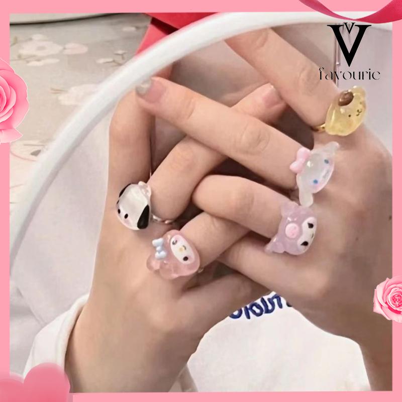 CODCincin Kuromi Melody Adjustable Resin Retro Gaya Untuk Wanita-FA