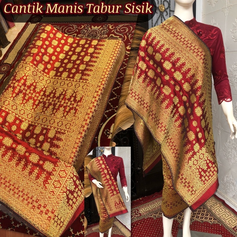 Songket Cantik Manis Sisik merah /songket tenun asli palembang /ilham songket palembang/songket peng