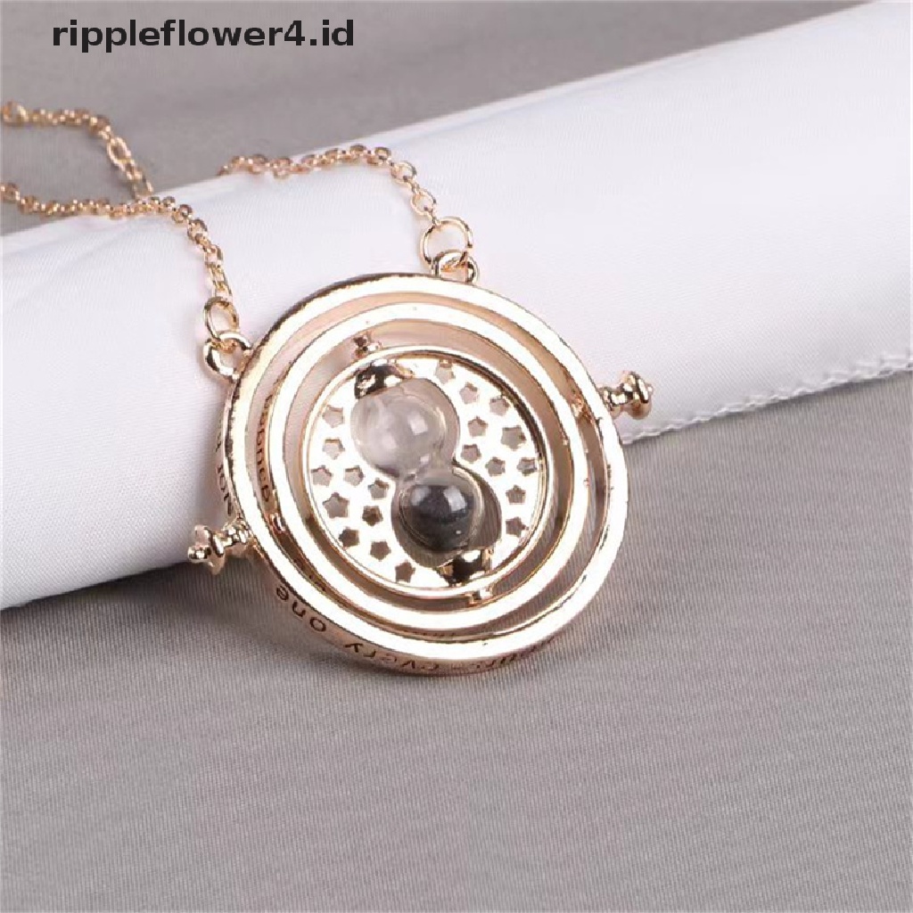 {rippleflower4.id} Jam Pasir Kalung Untuk Perempuan Mode Baru Vintage Kalung Liontin Rantai Emas~