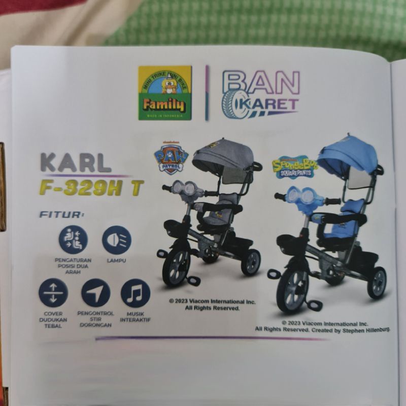 Sepeda R3 Roda 3 Stroller Anak Family Ban Karet Karl F-329HT F 329 HT