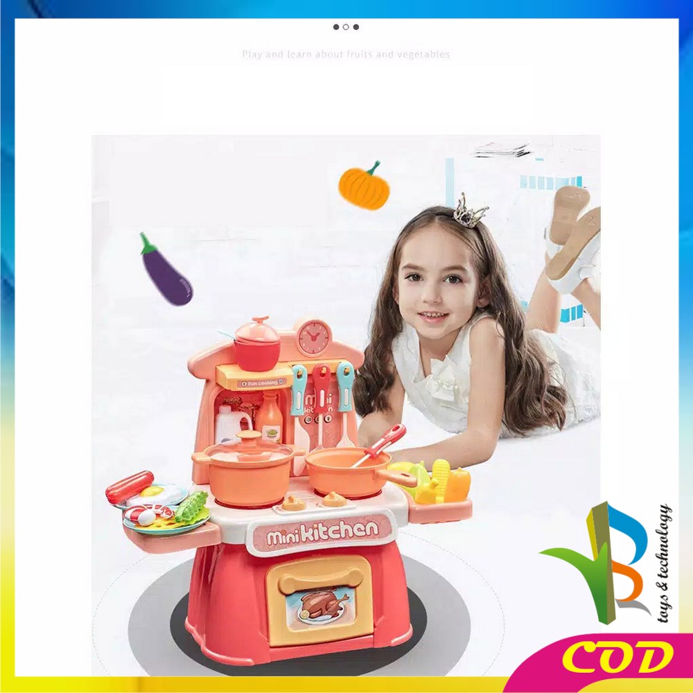 RB-M26 Mainan Mini Electronic Kitchen Set Isi 26PCS Mainan Anak Perempuan Masak Masakan Dapur 888-19