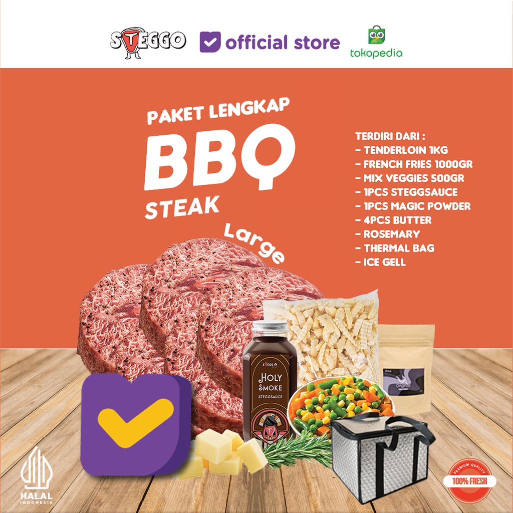 

Paket Hemat Lengkap BBQ RIBEYE BEEF STEAK, Bundling Daging Steak