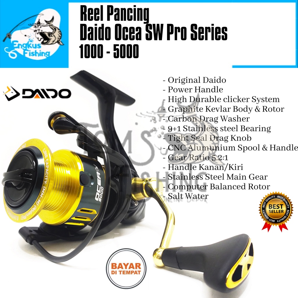 Reel Pancing Daido Ocea SW Pro Series 1000 - 5000 (9+1Bearing) Salt Water PH - Engkus Fishing