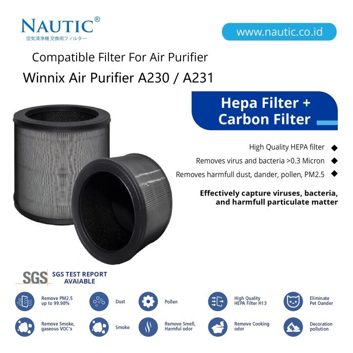 WINIX Filter O untuk Winix Air Purifier A230 / A231 Pengganti Filter Pembersih Udara Winix A231 A230