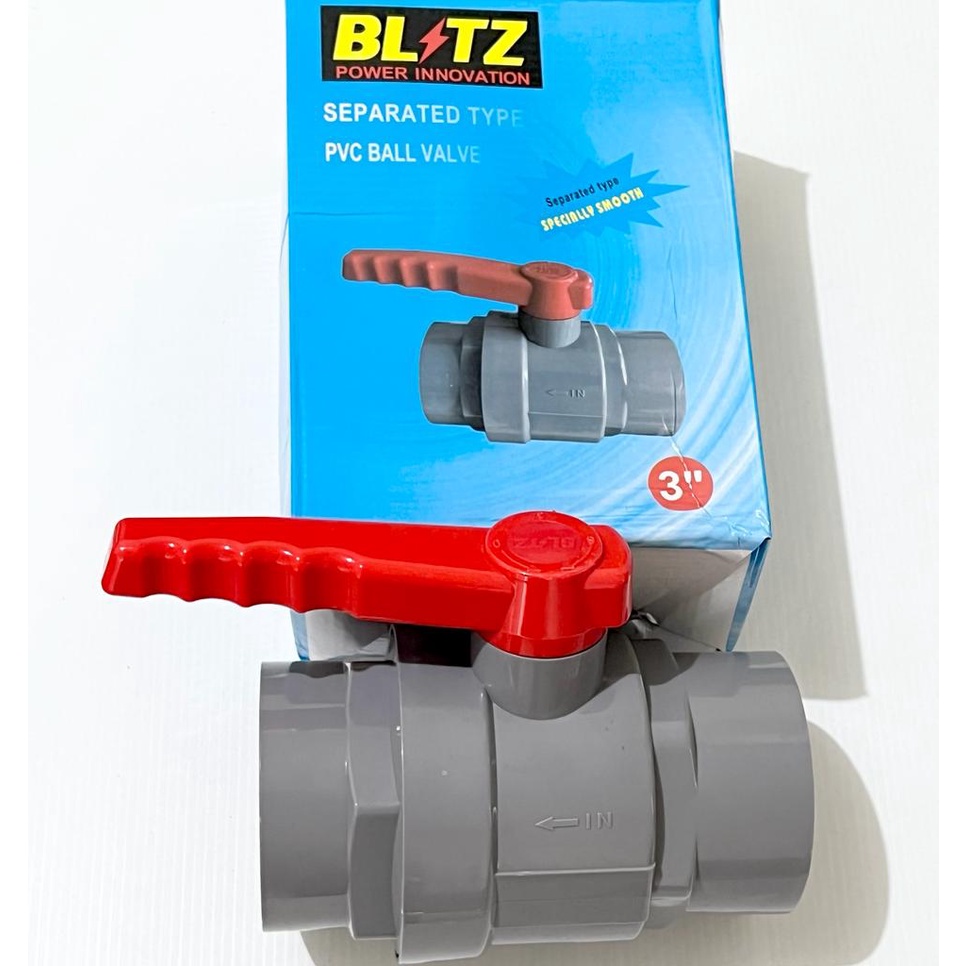 Stop Kran Keran Ball Valve PVC Plastik Tebal BLITZ 3 Inch