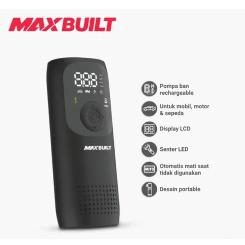Pompa Ban Portable Rechargeable/Pompa Angin Mini MAXBUILT