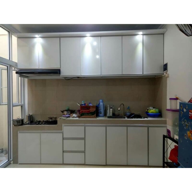 Jual Kitchen Set Aluminium Minimalis premium modern custom, rangka full