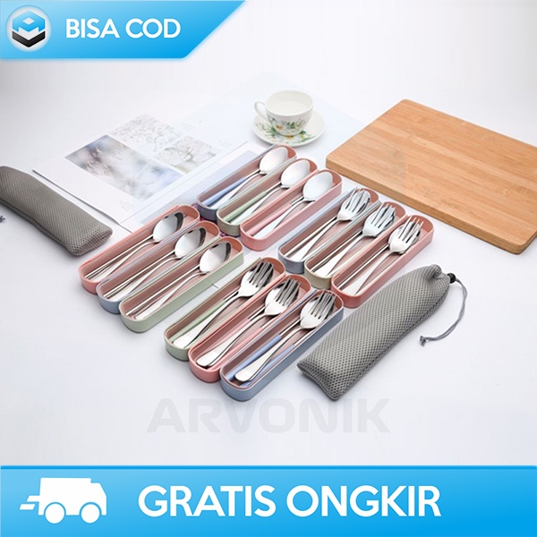 SET PERALATAN MAKAN LENGKAP SENDOK GARPU SUMPIT+KOTAK WESTERN STYLE