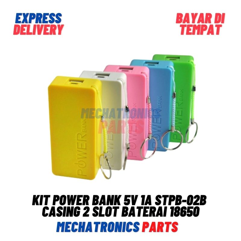 Kit Power Bank 5V 1A STPB-02B Casing 2 Slot Baterai 18650