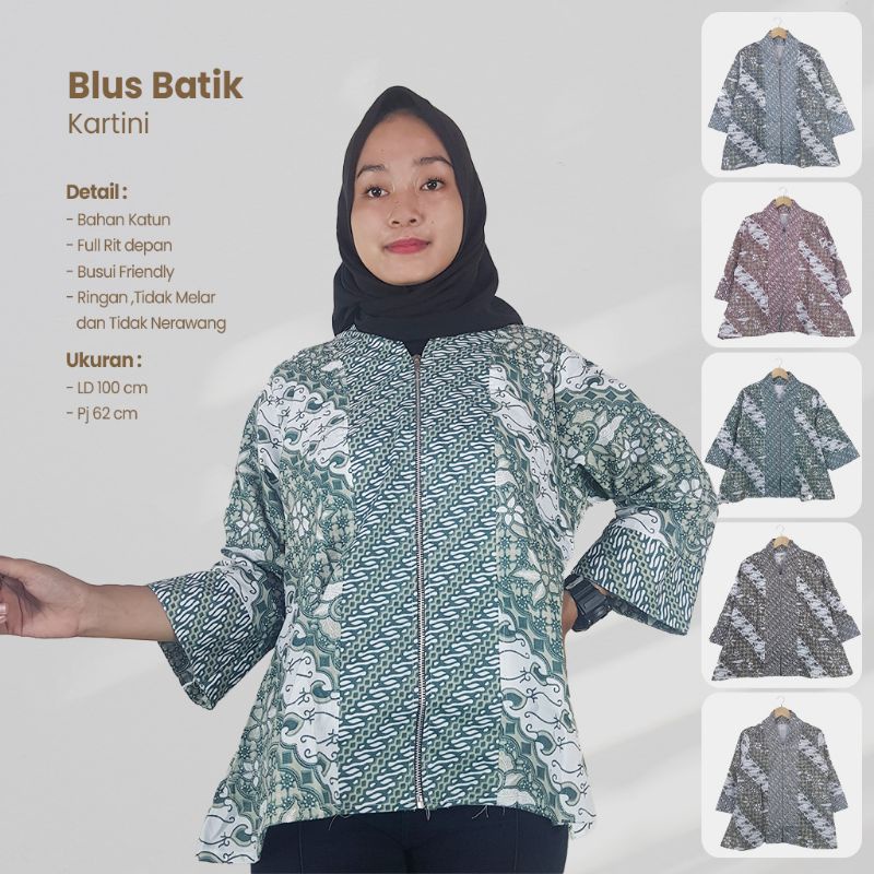 Blus Batik Kartini Soft Model Rit - Naira Batik