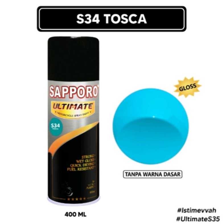 Saporo SAPPORO ULTIMATE S34 TOSCA Hijau Toska 400ml Cat Semprot Spray Aerosol Motor Pilok Pilox Pylo