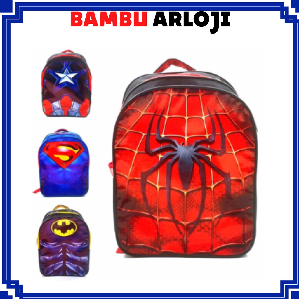 BAJ Tas Ransel Anak Sekolah TK / SD SUPERHERO OTOT Spiderman Captain America Batman 1358 1614 - TA031