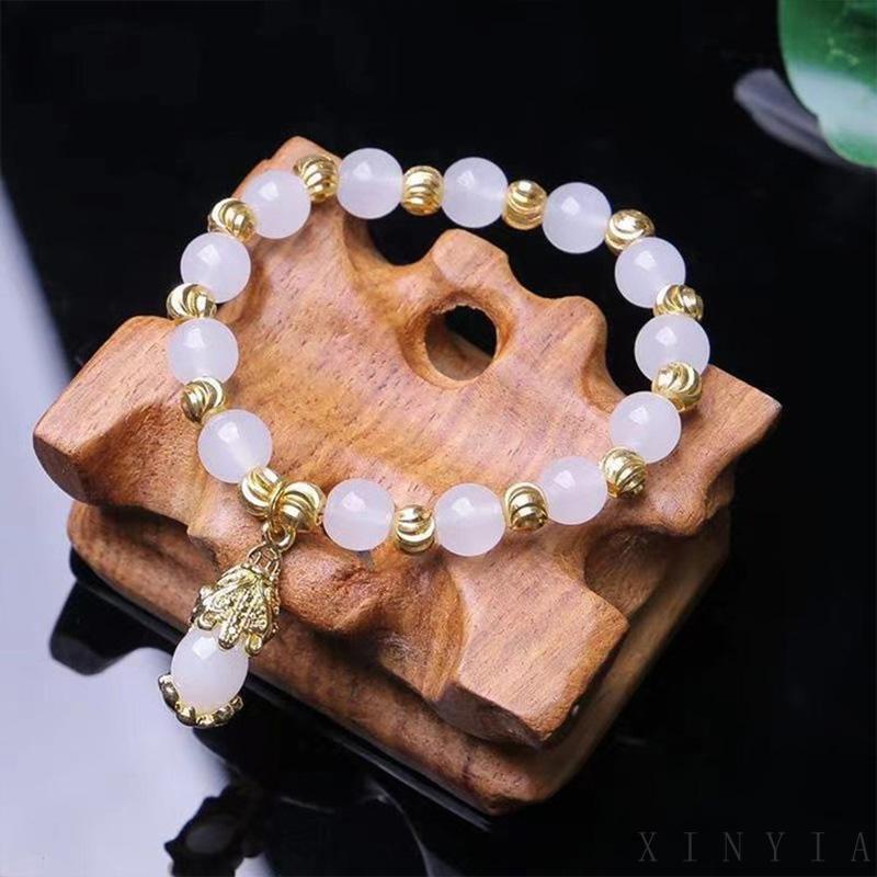 【Bayar di tempat】Imitasi Nephrite Jade Giok Hijau Gelang Gaya Etnik Fashion Perhiasan Perempuan