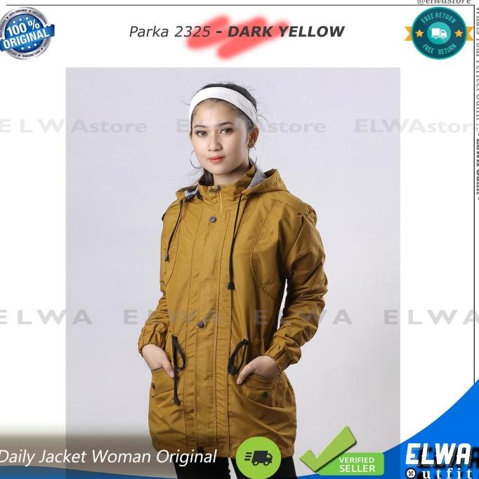 Parka 2325 Dark Yellow Jaket Parka Parasut Panjang Jaket Wanita Murah