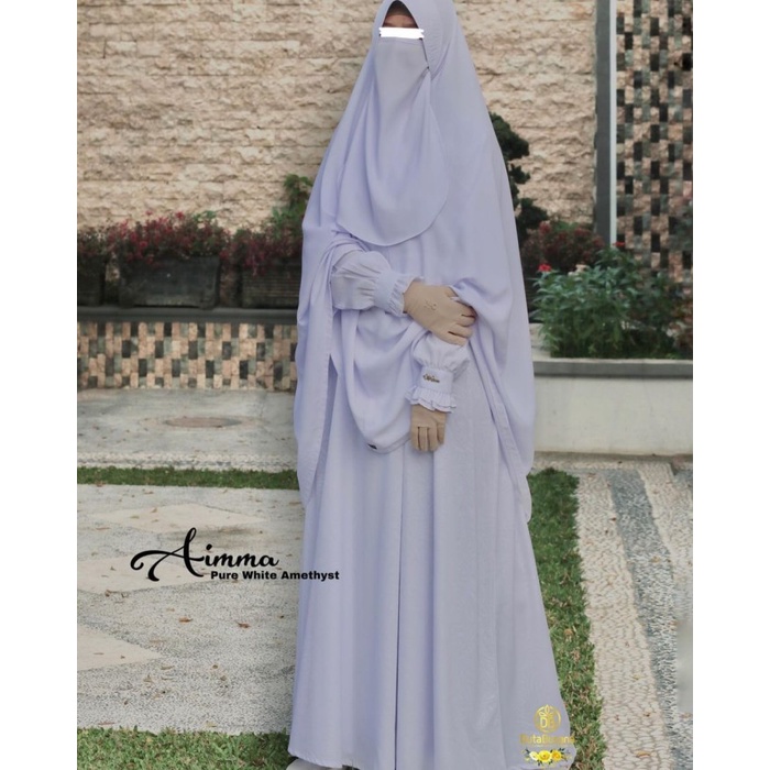Aimma Duta Busana Gamis Setelan Putih Syari Gamis Haji Wanita