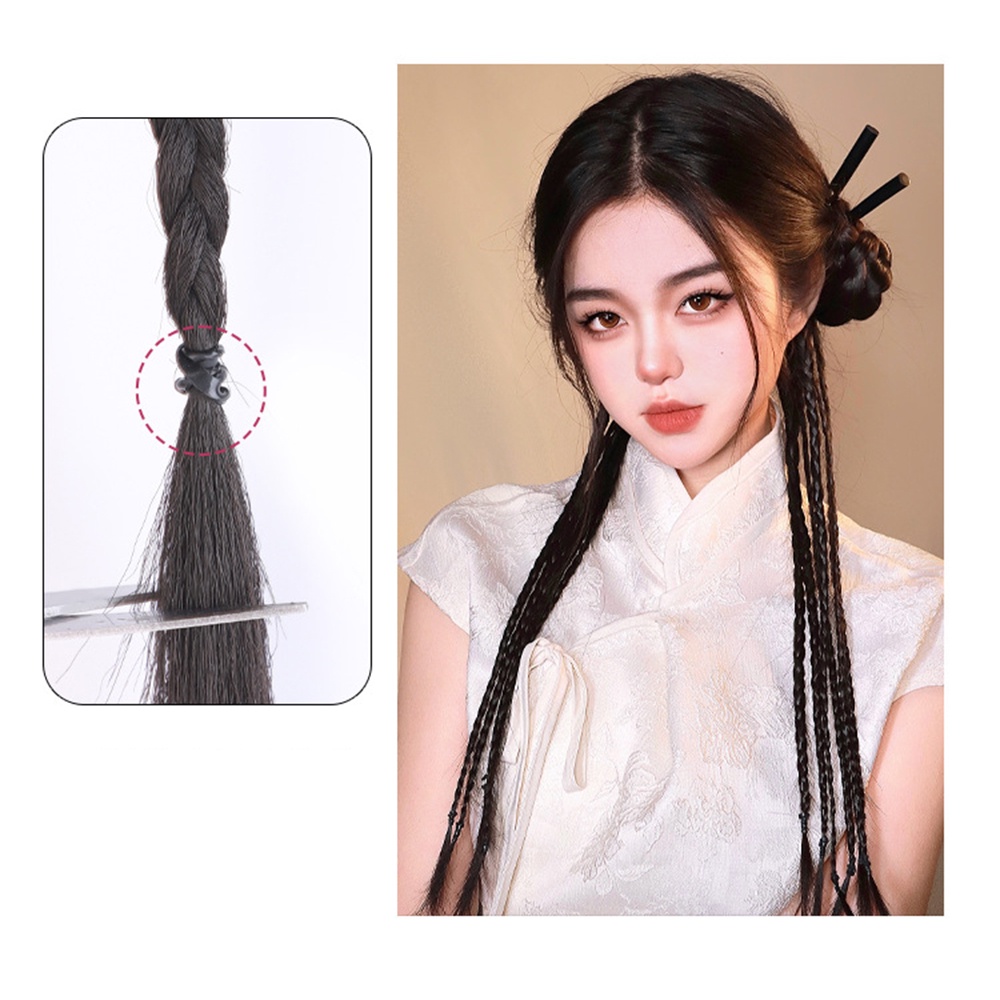 Y2k Gaya Fishbone 6-helai Twist Braid Wig Untuk Wanita Gadis Keren Ponytail Extender Wig 45cm