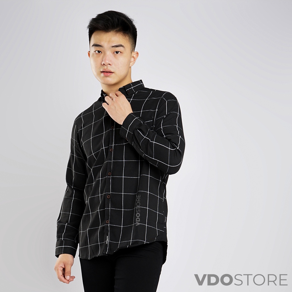 KEMEJA FLANEL PRIA 20B CASUAL BLACK - M L XL XXL 3XL - KEMEJA LENGAN PANJANG VDOSTORE DEWASA BAJU FLANNEL TANGAN PANJANG HITAM NAVY ABU MOTIF KEMEJA COWOK MURAH DEWASA SANTAI TEBAL KUALITAS IMPORT BAJU CATUR PANEL FANEL