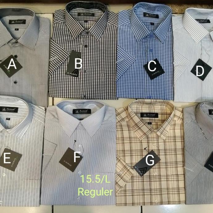 Alisan Kemeja Motif Lengan Pendek Reguler