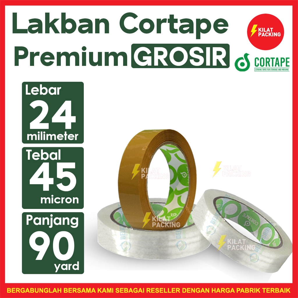 

Lakban Cortape Bening 24mm x 90 yard Ekonomis Termurah Satuan