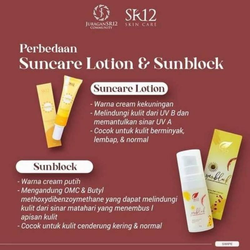 SR12 Sunscreen &amp; Sunblok Wajah SPF 30 Suncare Lotion SR12 Perawatan Wajah Anti UVA UVB Melindungi Kulit dari Sinar UV BPOM Original