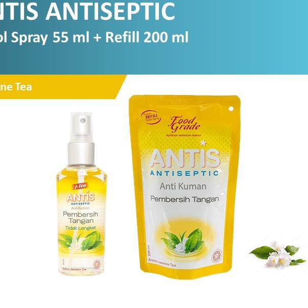 (TERBARU) Antis Botol Spray 55 ml + Refill Pouch 200 ml Jasmine Tea