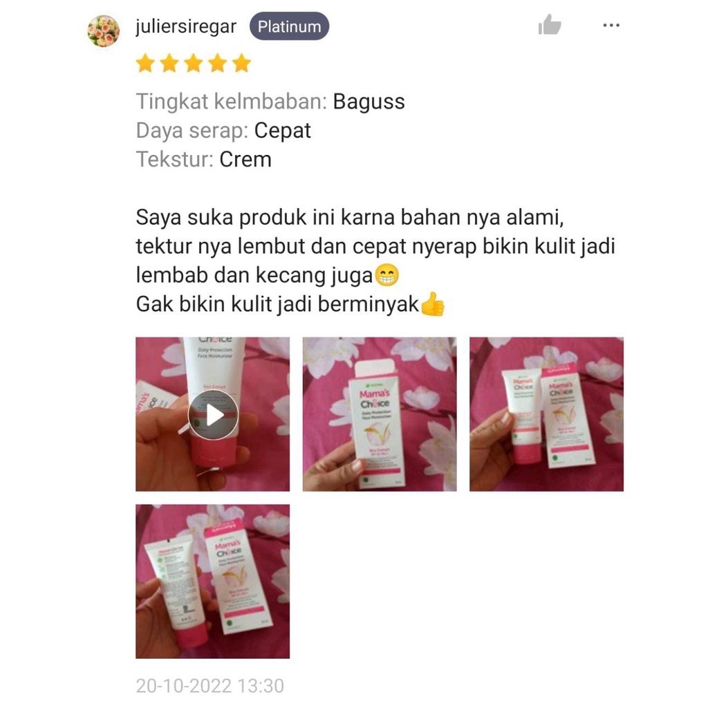 Pelembab Wajah | Mama's Choice Daily Protection Face Moisturizer SPF 20 PA++ 30 ml