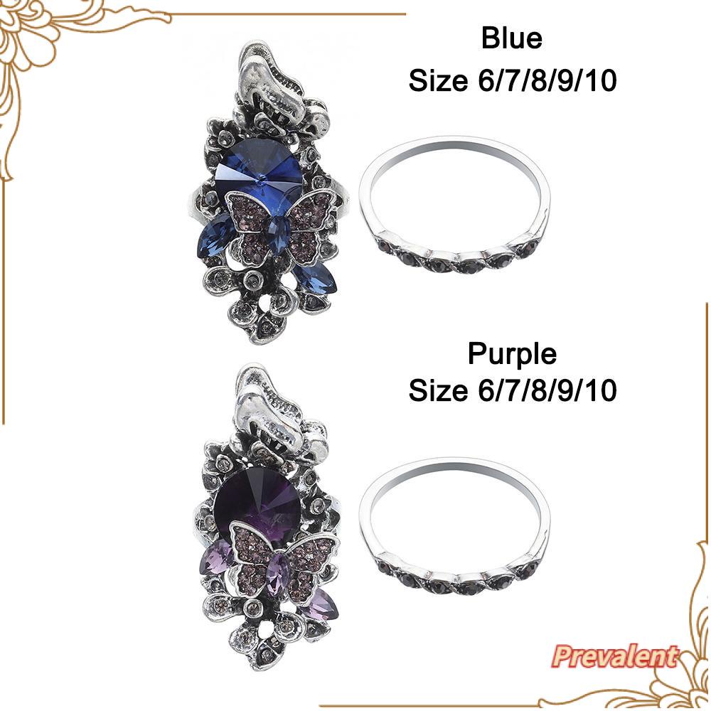 Preva Amethyst Set Cincin Aksesoris Pesta Pesona Perhiasan Perhiasan Pernikahan Cincin Kupu-Kupu