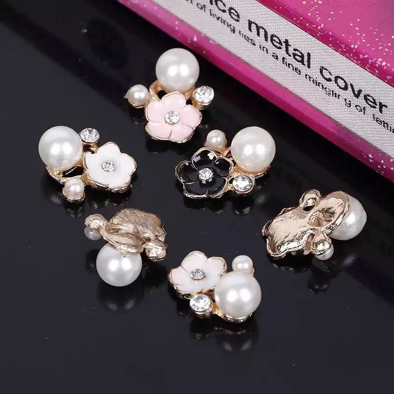 Alloy Flower Pearl Bahan Craft Tasbih Hias Cantik Bling