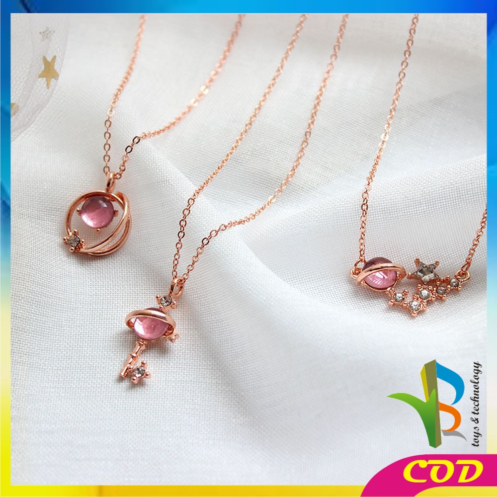 RB-K84 Kalung Titanium Wanita Korean Style Motif Planet Kalung Rantai Wanita Gelang Bintang Kunci Necklace Crystal