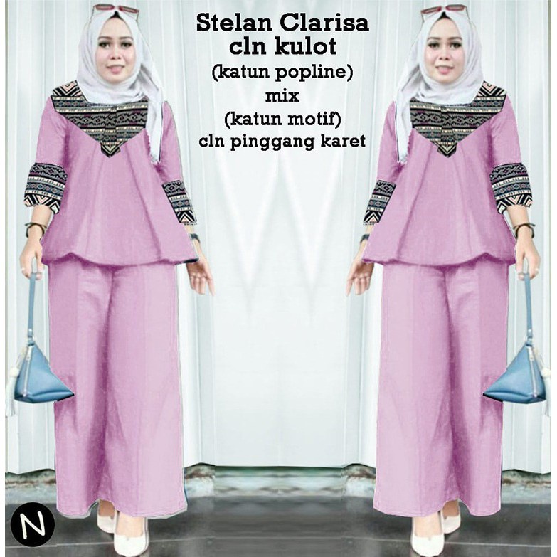 PIK - Setelan Kulot Clarisa XL(9033), XXL(9520), 3XL(9817)/ Pakaian Muslim/ Setelan Muslim/Fashion Wanita