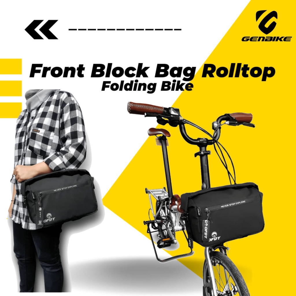 Tas Front Block Sepeda Lipat Seli Rolltop Brompton Waterproof Multifungsi Selempang Original OFDY