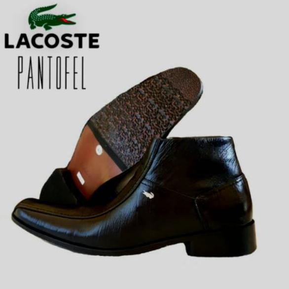 Murah Meriah COD Sepatu Lacoste pantofel boots resleting hitam cokelat kulit asli kerja kantor forma